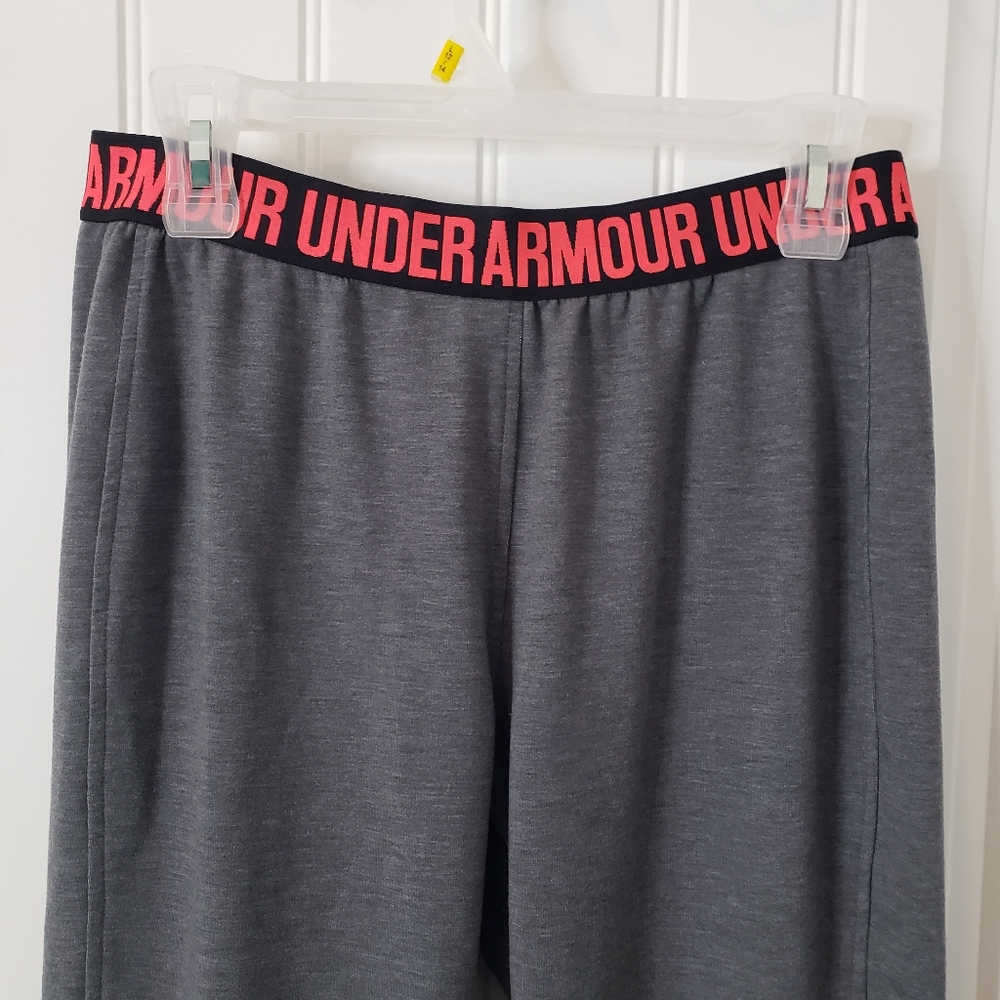 Under Armour Featherweight Fleece Crop Pants Women's Size Medium Gray - Picture 3 of 10